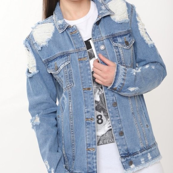 Distressed Denim Jacket - Picture 2 of 8